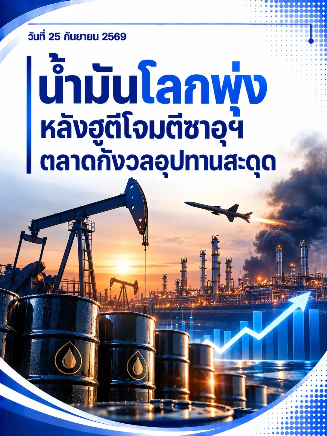 น้ำมันโลกพุ่ง หลังฮูตีโจมตีซาอุฯ ตลาดกังวลอุปทานสะดุด