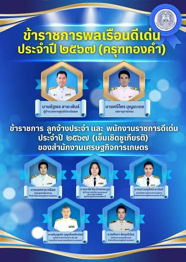 สำนักงานเศรษฐกิจการเกษตรขอแสดงความยินดี