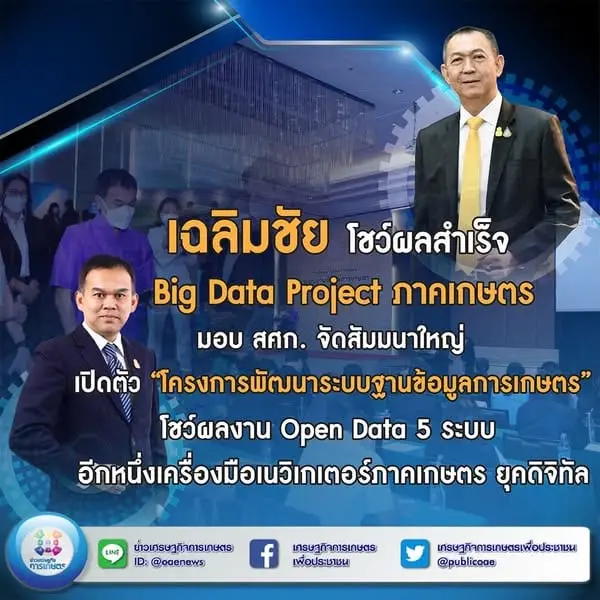 เฉลิมชัย โชว์ผลสำเร็จ Big Data Project ภาคเกษตร