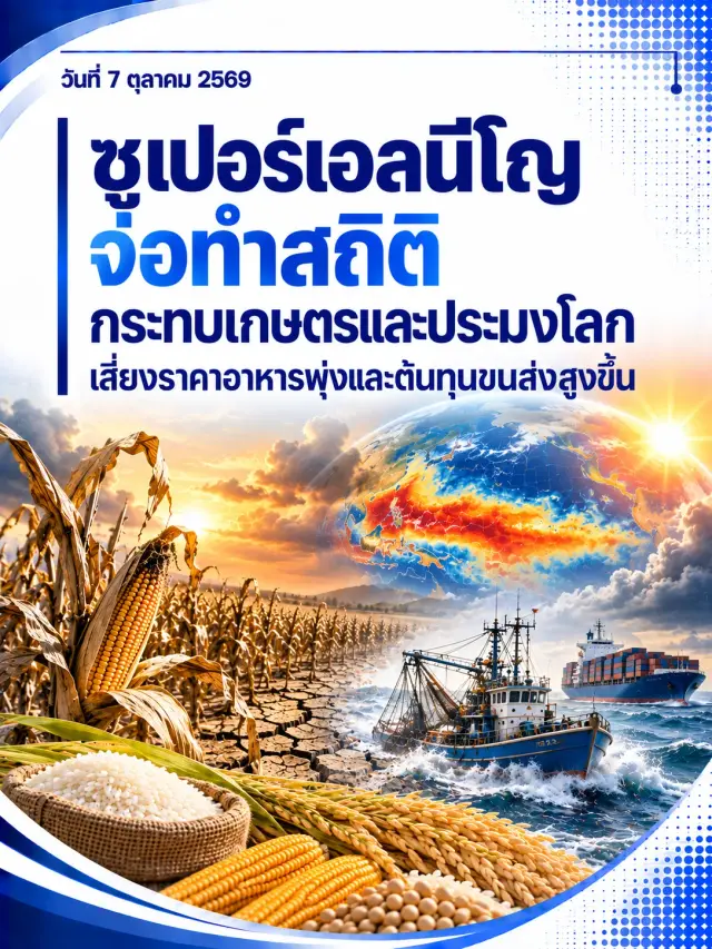 ซูเปอร์เอลนีโญจ่อทำสถิติกระทบเกษตรและประมงโลก เสี่ยงราคาอาหารพุ่งและต้นทุนขนส่งสูงขึ้น