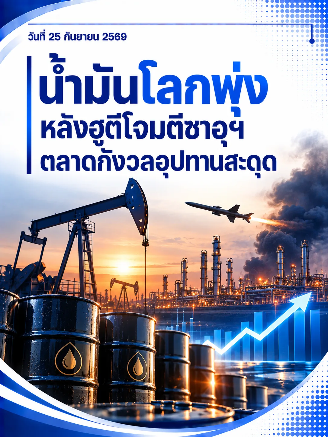 น้ำมันโลกพุ่ง หลังฮูตีโจมตีซาอุฯ ตลาดกังวลอุปทานสะดุด