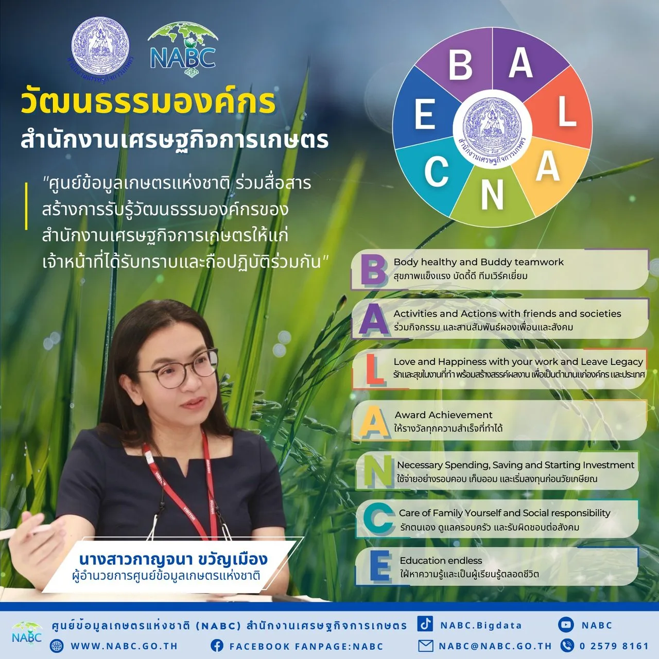 ศูนย์ข้อมูลเกษตรแห่งชาติ ร่วมสื่อสารวัฒนธรรมองค์กร สศก. "BALANCE OAE"