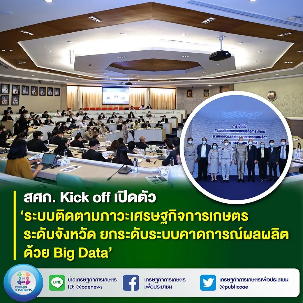สศก. Kick off เปิดตัว ‘ระบบติดตามภาวะเศรษฐกิจการเกษตรระดับจังหวัด ยกระดับระบบคาดการณ์ผลผลิต ด้วย Big data